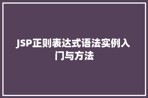 JSP正则表达式语法实例入门与方法  第1张