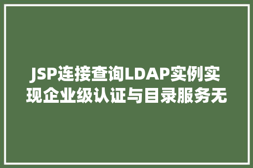 JSP连接查询LDAP实例实现企业级认证与目录服务无缝对接
