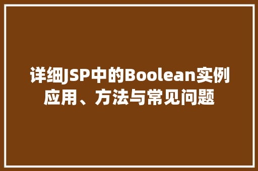 详细JSP中的Boolean实例应用、方法与常见问题