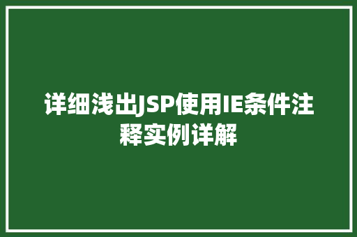 详细浅出JSP使用IE条件注释实例详解