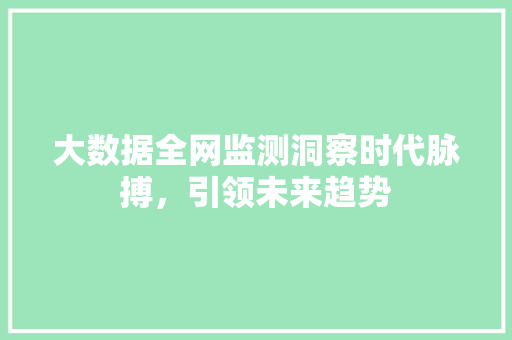 大数据全网监测洞察时代脉搏，引领未来趋势  第1张