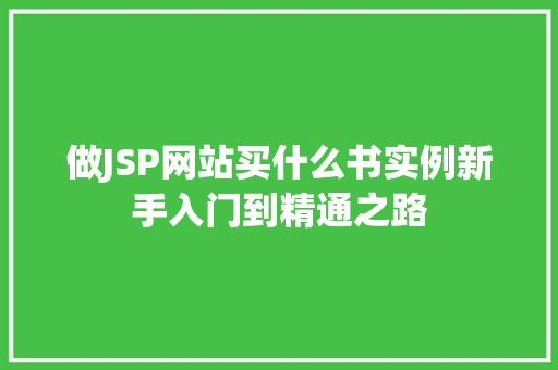 做JSP网站买什么书实例新手入门到精通之路