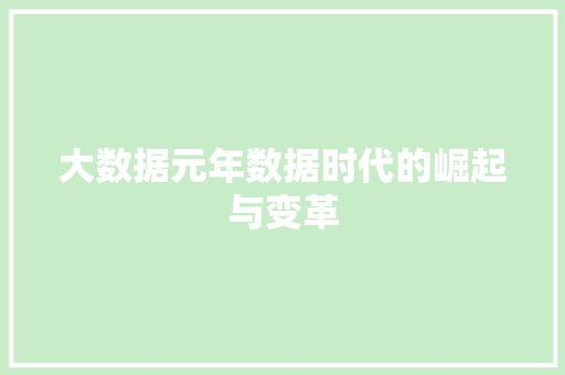 大数据元年数据时代的崛起与变革  第1张