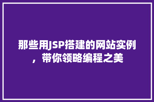 那些用JSP搭建的网站实例，带你领略编程之美