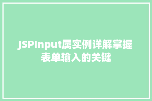 JSPInput属实例详解掌握表单输入的关键