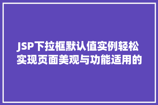 JSP下拉框默认值实例轻松实现页面美观与功能适用的完美结合  第1张
