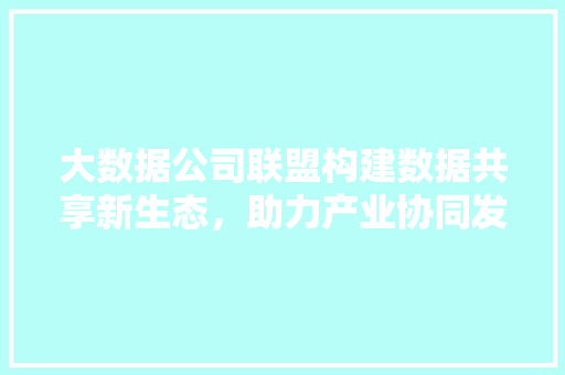 大数据公司联盟构建数据共享新生态，助力产业协同发展  第1张