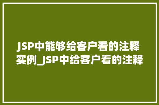JSP中能够给客户看的注释实例_JSP中给客户看的注释实例详解让代码更易读、更高效