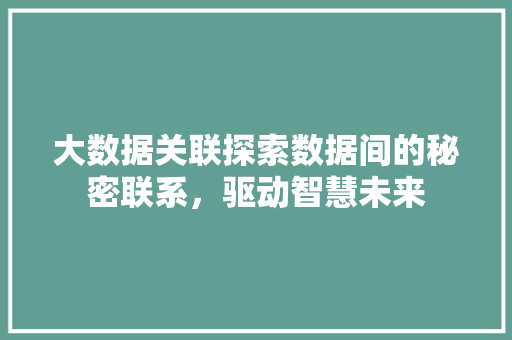 大数据关联探索数据间的秘密联系，驱动智慧未来  第1张