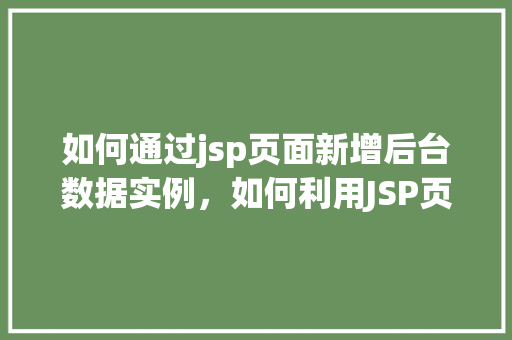 如何通过jsp页面新增后台数据实例，如何利用JSP页面轻松实现后台数据的新增实例操作  第1张