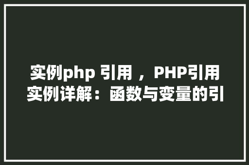 实例php 引用 ，PHP引用实例详解：函数与变量的引用传递