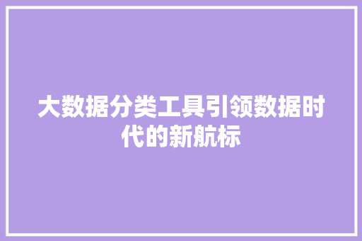 大数据分类工具引领数据时代的新航标  第1张