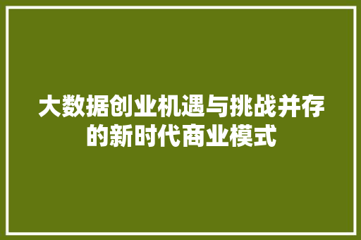 大数据创业机遇与挑战并存的新时代商业模式  第1张