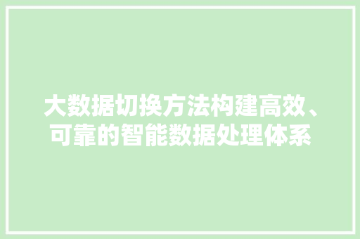 大数据切换方法构建高效、可靠的智能数据处理体系  第1张